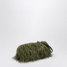 607 DRIES VAN NOTEN  CRISP OLIVE GREEN FURRY CLUTCH BAG