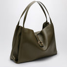 NO FERRAGAMO  LARGE OLIVE GREEN LEATHER TOTE BAG