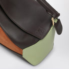 4522 LOEWE  SMALL CHOCOLATE/TAN PUZZLE BAG IN CALFSKIN AND SUEDE