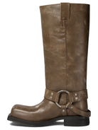 Beige ACNE STUDIOS LEATHER BOOTS WITH BUCKLE