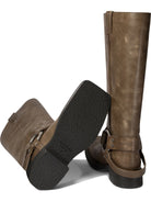 Beige ACNE STUDIOS LEATHER BOOTS WITH BUCKLE