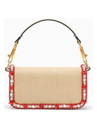 YHY VALENTINO GARAVANI  LOCò RAFFIA SHOULDER BAG WITH EMBROIDERIES