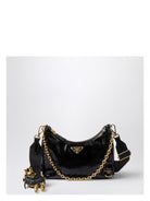 F0002 PRADA   RE-EDITION 2005 BLACK PATENT NAPLAK BAG