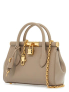 8I399 DOLCE 
GABBANA TAUPE LEATHER HANDBAG WITH LOCK