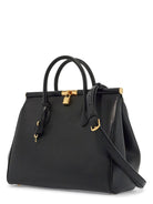 80999 DOLCE 
GABBANA BLACK CALFSKIN TOP HANDLE BAG WITH CLASSIC AND STRUCTURED SHOULDER STRAP