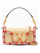 YHY VALENTINO GARAVANI  LOCò RAFFIA SHOULDER BAG WITH EMBROIDERIES