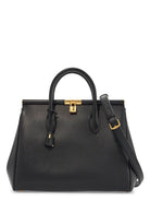 80999 DOLCE 
GABBANA BLACK CALFSKIN TOP HANDLE BAG WITH CLASSIC AND STRUCTURED SHOULDER STRAP