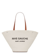 WHITE SAINT LAURENT RIVE GAUCHE LOGO PANIER TOTE BAG