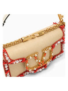 YHY VALENTINO GARAVANI  LOCò RAFFIA SHOULDER BAG WITH EMBROIDERIES