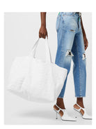 WHITE DSQUARED2 TWIN BEACH LOGO SHOPPING BAG