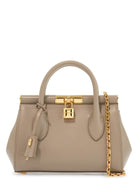 8I399 DOLCE 
GABBANA TAUPE LEATHER HANDBAG WITH LOCK