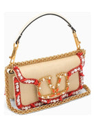 YHY VALENTINO GARAVANI  LOCò RAFFIA SHOULDER BAG WITH EMBROIDERIES