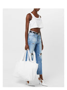 WHITE DSQUARED2 TWIN BEACH LOGO SHOPPING BAG