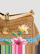 Y0412 ETRO EMBROIDERED VELA RAFFIA HANDBAG