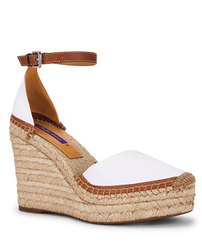 best designer espadrille wedges ralph lauren cream and brown