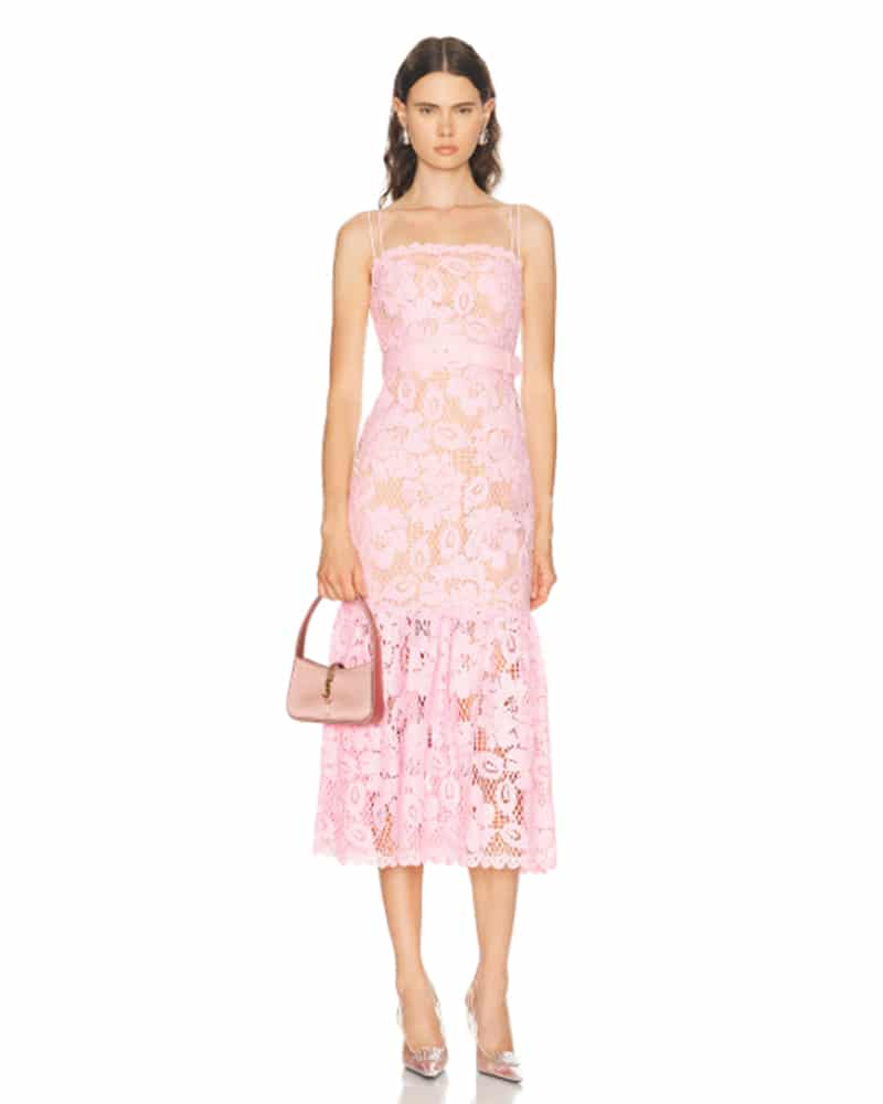 Easter brunch outfit pink lace dress