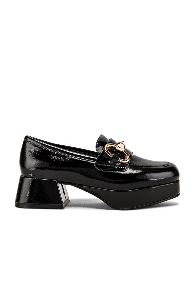chunky platform loafers black gold horsebit