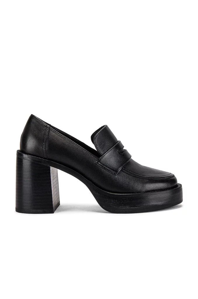 womens platform loafers black