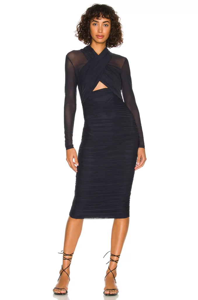 formal winter dress black midi