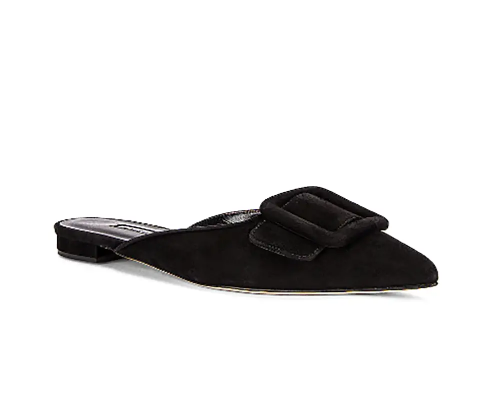 best womens flat mules black manolo blahnik