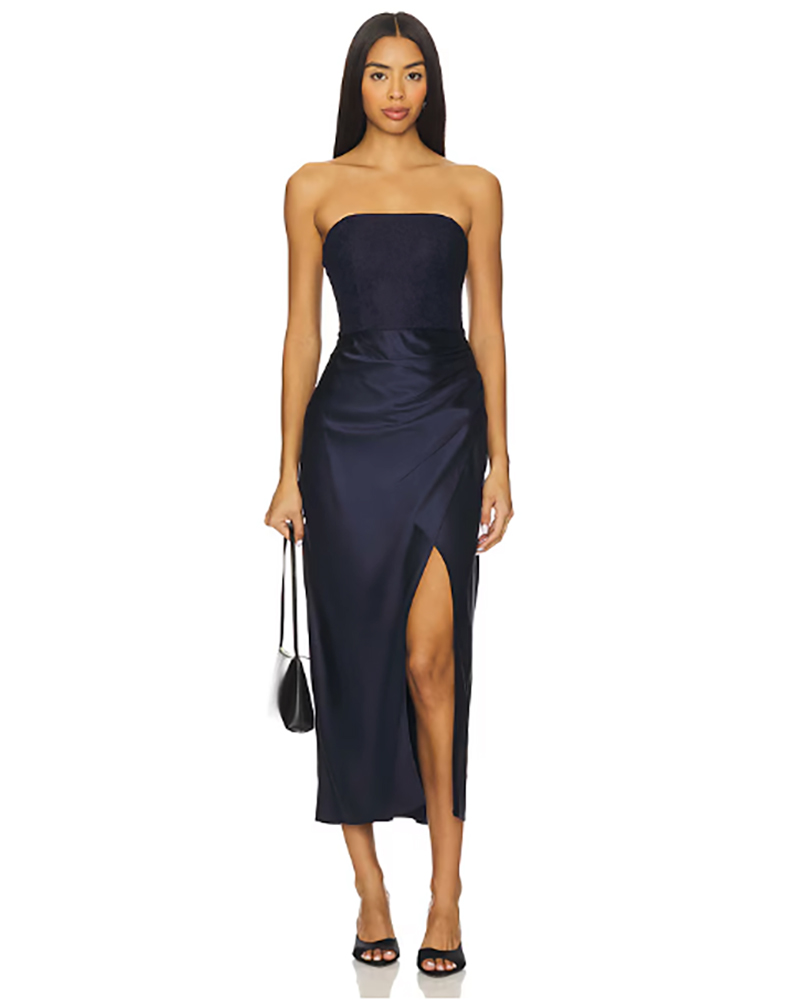 dresses wear Fall wedding navy satin elegant