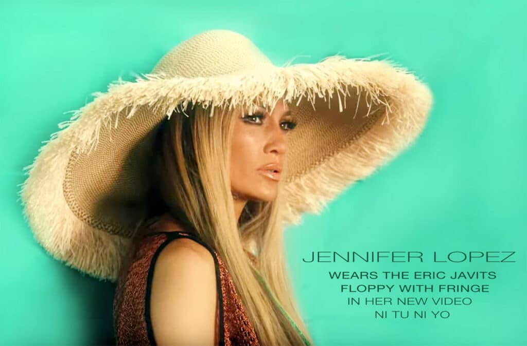 J LO fashionable summer hat straw fringe eric javits
