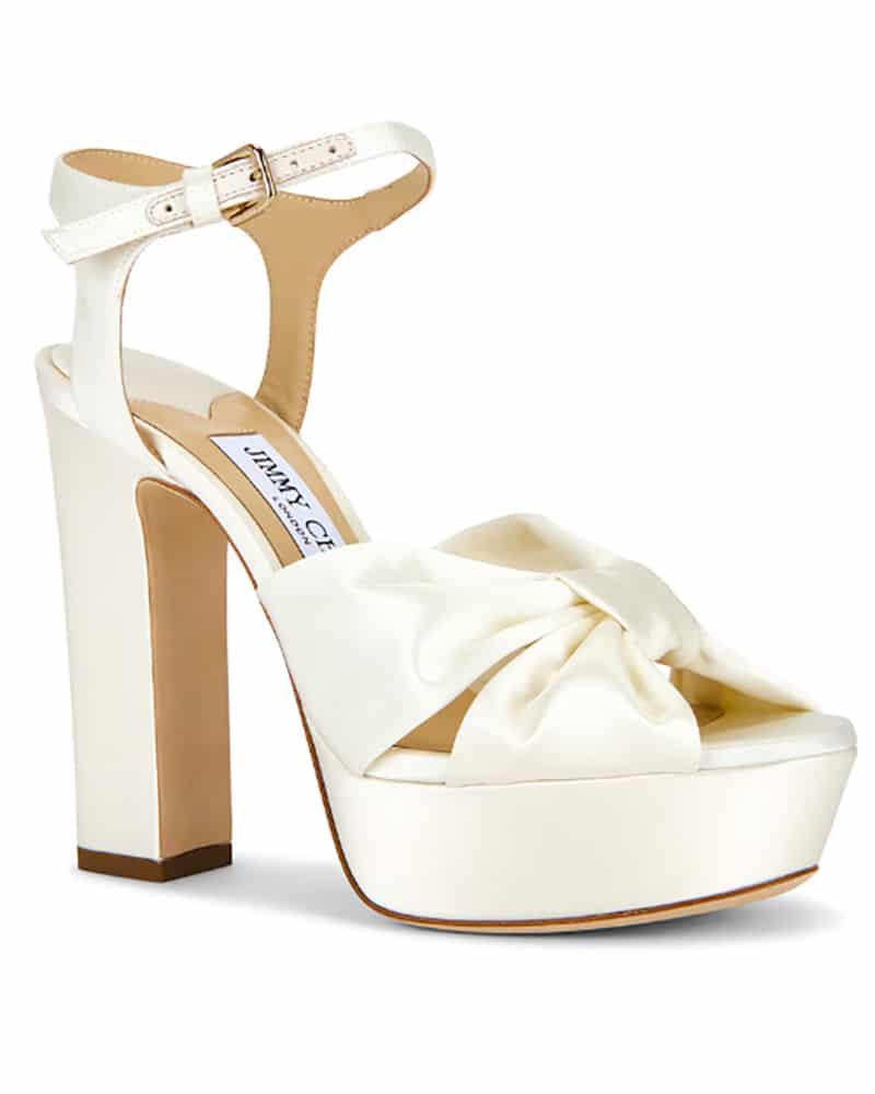 bridal shoes ivory satin platform sandals