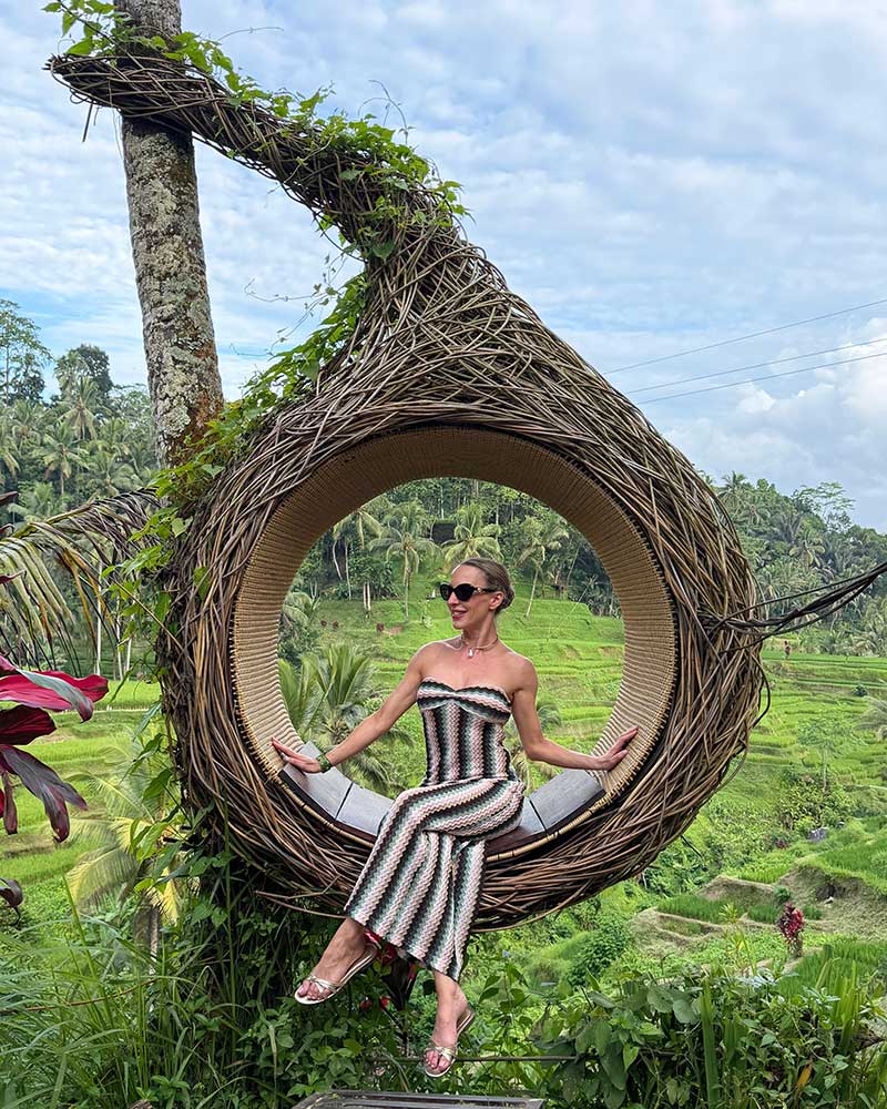 bali outfit idea maxi dress multicolor resort wear womens