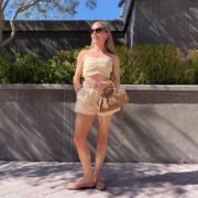 how to style jelly shoes beige outfit matching sandals