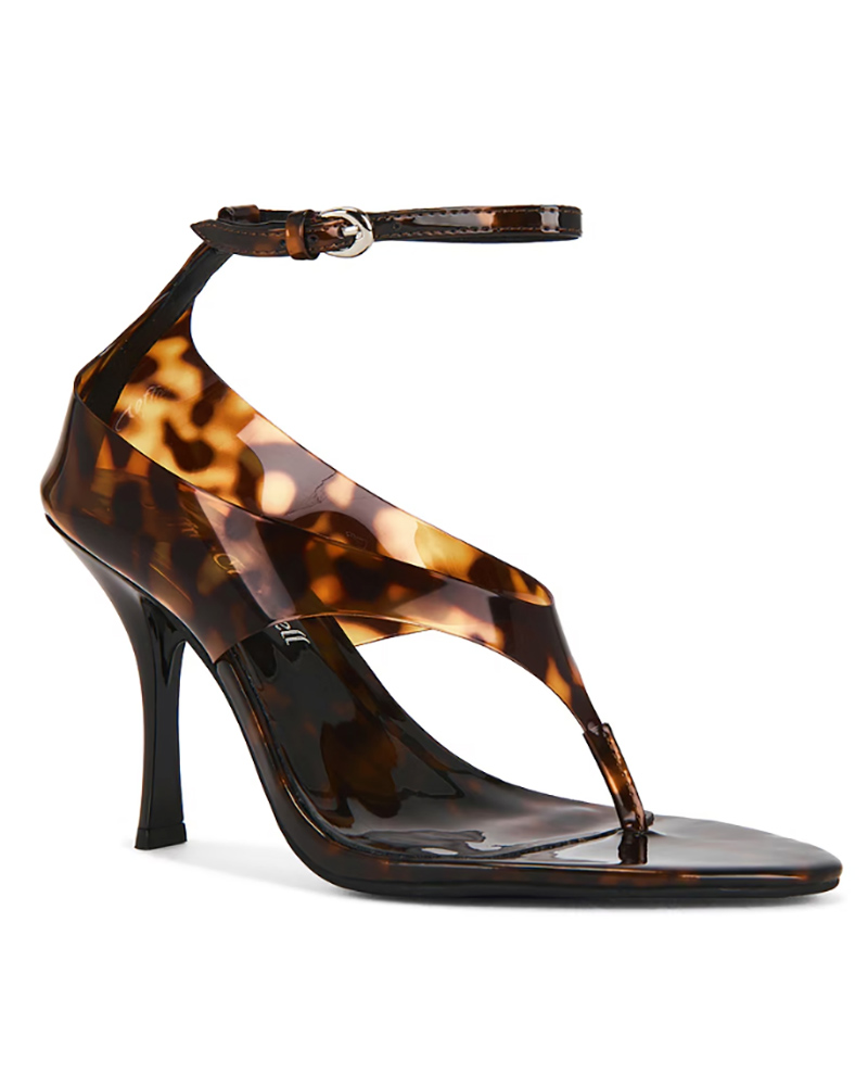 leopard print heel sandals t-strap womens shoes