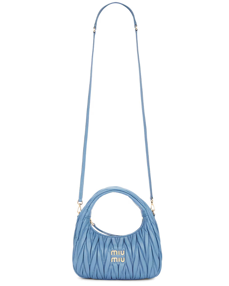 Miu Miu Wander Hobo Bag in Onda Blue leather