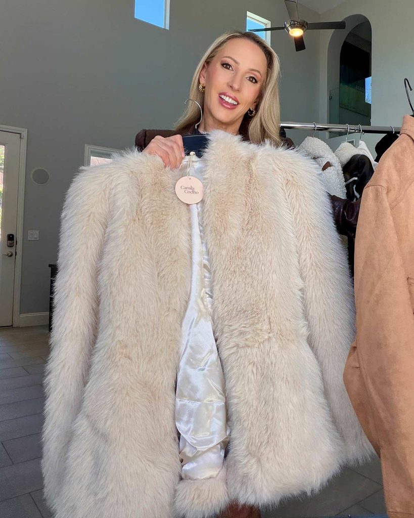 revolve faux fur coat in ivory by camila coelho